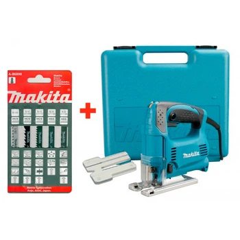 Лобзик Makita 4329 + кейс + защитная пластина + набор пилочек 5 шт (4329KX)