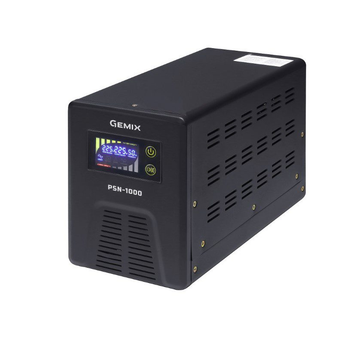 UPS с правильной синусоидой Gemix PSN1000 1000VA 600Вт, LCD, 12V под внешний АКБ, заряд 15А
