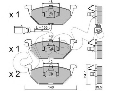 Тормозные колодки пер. Caddy III/Golf V/Octavia/A3 03- (с датчиком) Cifam (8222112)