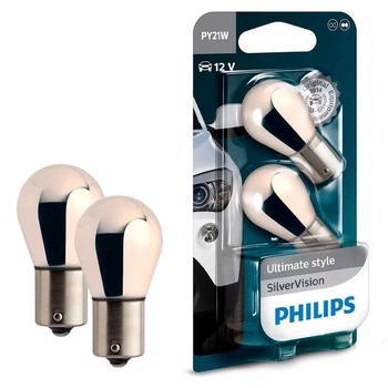 Автомобильные лампы PHILIPS BAU15s PY21W SilverVision 12496SVВ2 SP 12V 21W (01320)