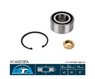 Підшипник колеса,комплект BTA Bearing Technology for Automotive (H1A001BTA)