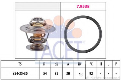 Термостат Opel Omega A/Ascona B/Ford Scorpio/Volvo S60/S70/V70 2.0-3.0 i/D -98 (92 C) Facet (78279)