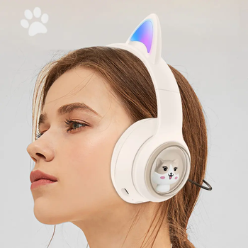 Блютуз наушники AKZ-02 беспроводные наушники вкладыши с ушками "Лиса" Bluetooth 5,3 EDR 2,402-2,480 ГГц White [Y4R66YEL-013]