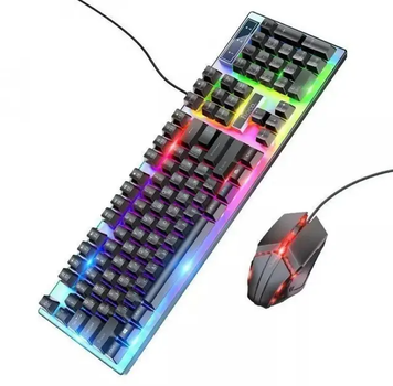 Игровая проводная USB клавиатура и мышка HOCO GM18 Luminous Gaming Keyboard And Mouse Set подсветкой