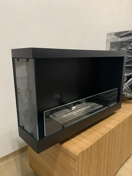 Біокамін вбудований кутовий лівий 850*300*580 мм Чорний