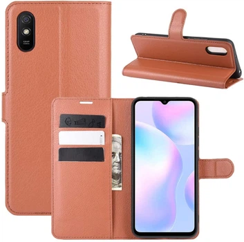 Чохол IETP для Xiaomi Redmi 9A книжка шкіра PU коричневий Без бренду