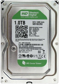 Накопитель HDD SATA 1.0TB WD Green 5400rpm 64MB (WD10EZRX) Refurbished