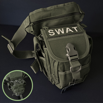 Тактическая сумка на бедро SILVER KNIGHT Военная 28 х 27 см Нейлон Оксфорд 900D Оливковый (TY-229)