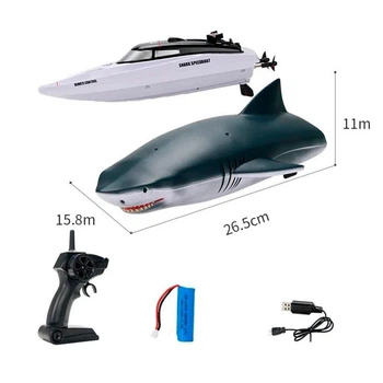 Катер на радиоуправлении Speedboat SHARK 2 в 1 игрушка акула на радиоуправлении