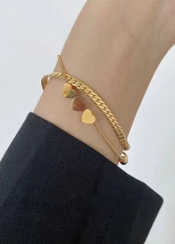 Женский браслет Страсть Трех Сердец No Brand 804-01 Золотой 22см 1 шт