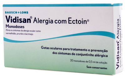 Глазные капли от аллергии Vidisan Alergia Con Ectoin Monodosis 20 x 0.5 мл (8470001789556)
