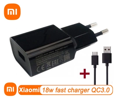 18W швидка зарядка Xiaomi + кабель type-C Quick Charge 3.0 MDY-08-EI POCO зарядний пристрій black.