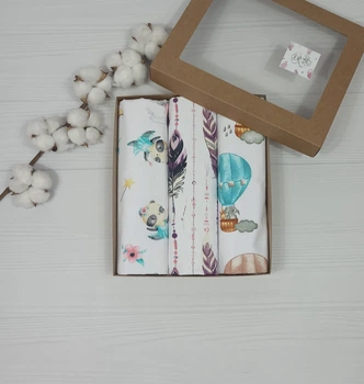 Набор для новородженных: 3 непромокаемых пеленки a.l.babybox Перышки с зверятами Разноцветный