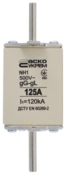 Предохранитель ножевой с плавкой вставкой NH1 125A gG [A0050010029] АСКО
