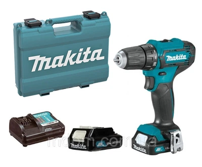 Аккумуляторный шуруповерт Makita DF333DWYE + 2 акб 12 V 1.5 Ah + з/у + кейс