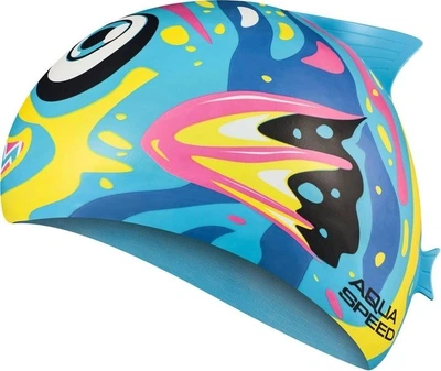 Шапка для плавания Aqua Speed ZOO FISH 8688 синий, темно-синий, желтый, розовый Дет OSFM 115-01-fish
