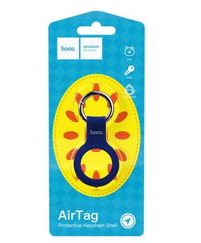 Чехол-брелок для Apple AirTag Hoco Silicone protective keychain shell short style navy-blue