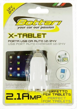 Автомобільний зарядний пристрій Bottari X-TABLET 12/24 V білий (B30106)
