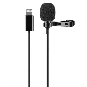 Мікрофон Lavalier петличний нагрудний з кабелем Lighting JH-041 1.4 м Black