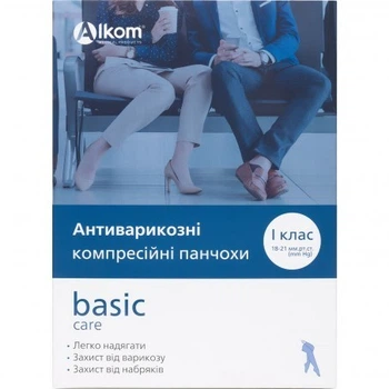 Чулки антиварикозные Basic Care, класс компрессии I Алком 00201 открытый мысок р.3 (38-42) Черный