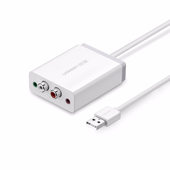 Внешняя звуковая карта Ugreen USB RCA 3.5mm White (30521)