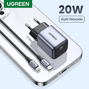 Сетевое зарядное устройство GaN Nexode 20W UGREEN CD318 USB-C Fast Charger black (90664)