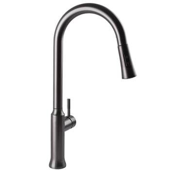 Смеситель для кухни Globus Lux ALPEN SBT1-2033-S-GP вытяжной с лейкой для удобного мытья посуды