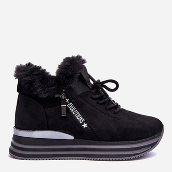 Zimowe sneakersy damskie na platformie ocieplane Jamarie 39 Czarne (5905677683264)