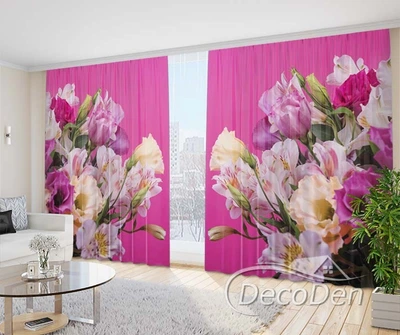 Фото Штори PHOTODECOR "Рожеві лілії на малиновому фоні"