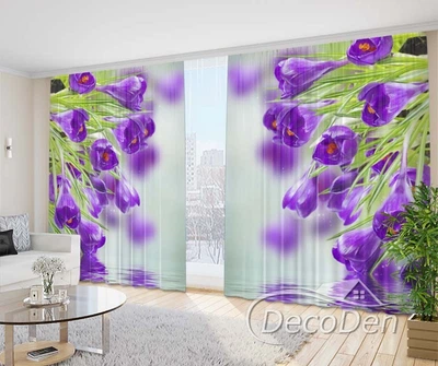 Фото Штори PHOTODECOR "Фіолетові букети крокусів над водою"