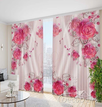 Фото Штори PHOTODECOR "Рожеві троянди та стрази" 1 кв.м.