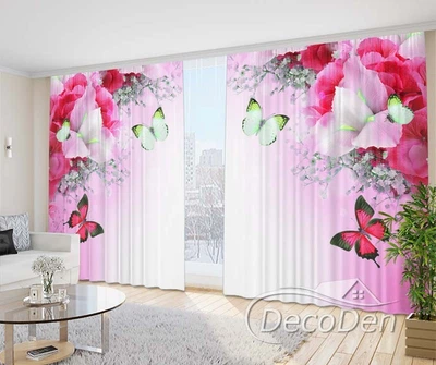 3D Фото Штори PHOTODECOR "Іриси та метелики. Червоний"