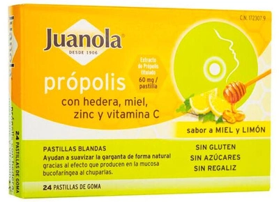 Suplement diety Juanola Propolis Hedera, Honey, Zinc and Vitamin C 24 pastylek (8470001723079)