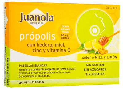 Suplement diety Juanola Propolis Hedera, Honey, Zinc and Vitamin C 24 pastylek (8470001723079)