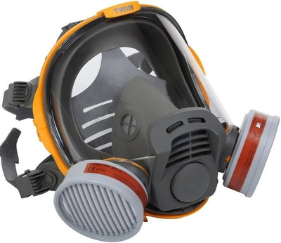 Противогаз MILLA Panarea Twin с двумя фильтрами А1 полнолицевая защитная маска от газов и паров/пыли, черная