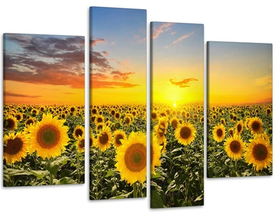 Модульная картина из 4 частей в госиную и спальню Подсолнухи Art-36_4 75х118 см