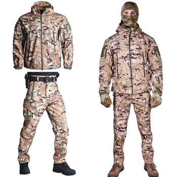 Тактический военный зимний коcтюм HAN WILD Soft Shell Multicam Куртка флисовая и флисовые штаны софтшелл М Мультикам HWM0026800099