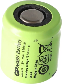 Аккумулятор технический GP 25AAH, Ni-MH 1/3AA, 250mAh, 1.2V, 0.75A, flat top