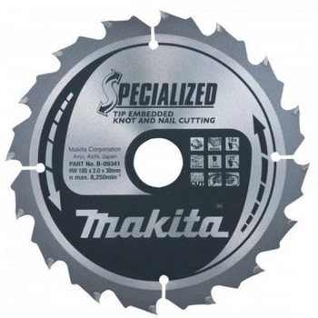 Пильный диск Makita по древесине с гвоздями SPECIALIZED 185х30 мм 16 зубьев (B-09341)