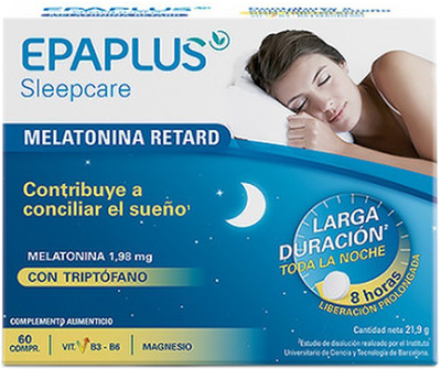Дієтична добавка Epaplus Sleepcare Melatonina y Triptófano 60 капсул (8430442009248)