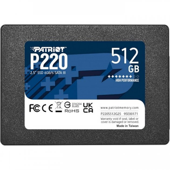 SSD 512G 2.5" SATA3 PATRIOT P220 (P220S512G25)