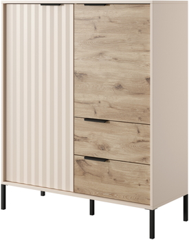 Комод высокий Lagom Rock 1033 x 395 x 1234 мм Бежевый/Дуб викинг (40096-MEB2702)