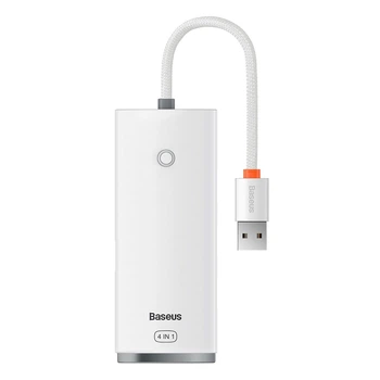 HUB адаптер USB-A Baseus Lite Series 4-in-1 / USB3.0*4 / Type-C / длина кабеля 25 см. WKQX030002 white