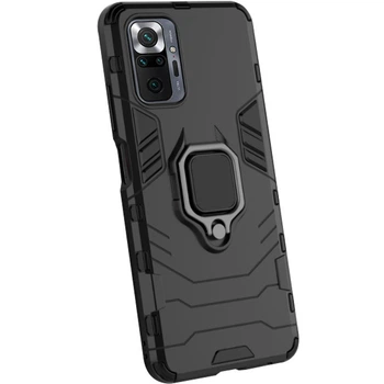 Ударопрочный чехол Transformer Ring for Magnet для Xiaomi Redmi Note 10 Pro / 10 Pro Max Черный / Soul Black Без бренда