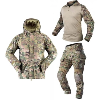 Тактичний військовий костюм HAN WILD G3 Multicam Куртка флісова Soft Shell Убакс та Штани із захистом колін L Multicam HWM0026800-1