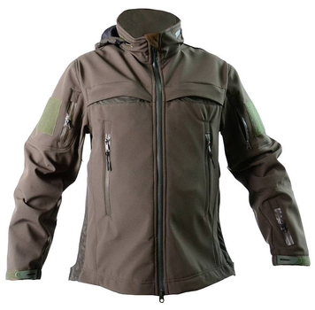 Армійська чоловіча куртка з капюшоном Soft Shell Оливковий XXL (99210) Kali