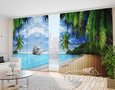 Фото Штори PHOTODECOR "Райський куточок з вітрильником"