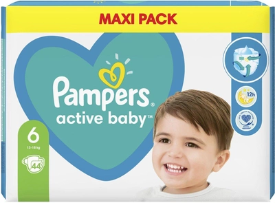 Pieluchy Pampers Active Baby Rozmiar 6 (13-18 kg) 44 szt (8001090951359)