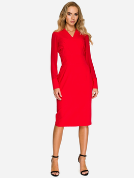 Sukienka ołówkowa damska z rozcięciem Stylove S136 86485 M Czerwona (5903068426551)
