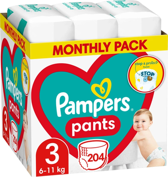 Pieluchomajtki Pampers Pants Rozmiar 3 (6-11 kg) 204 szt (88006540497678)